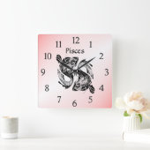 Vissen de Vis Zodiac Klok Roze (Huis)