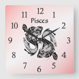 Vissen de Vis Zodiac Klok Roze