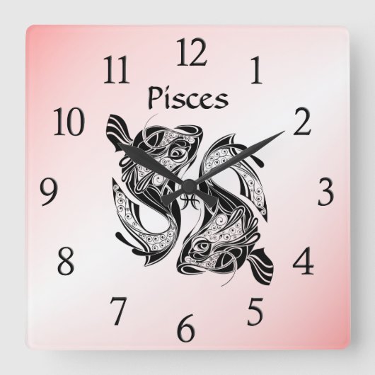 Vissen de Vis Zodiac Klok Roze (Voorkant)
