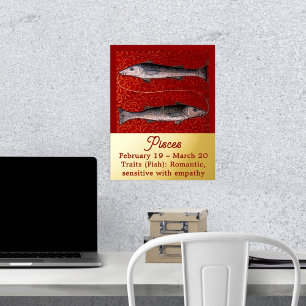 Vissen de vis Zodiac teken Verjaardagsfeest Folie Afdrukken