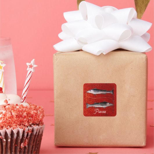 Vissen de vis Zodiac teken Verjaardagsfeest Vierkante Sticker (Feest)