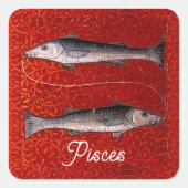 Vissen de vis Zodiac teken Verjaardagsfeest Vierkante Sticker (Voorkant)