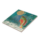 Vissen die een maankeramisch kunsttegel bekijken tegeltje (Zijkant)