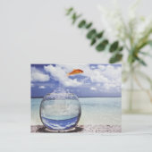 Vissen die van de vistank springen briefkaart (Staand voorkant)