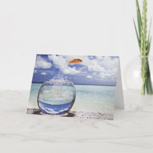 Vissen die van de vistank springen kaart