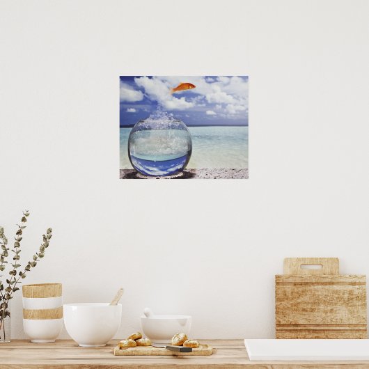 Vissen die van de vistank springen poster (Keuken)