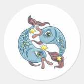 Vissen Dierenriem Vis Hemels Astrologie Ronde Sticker (Voorkant)