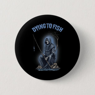 Vissen Dodelijk om te vissen Reaper Horror Hallowe Ronde Button 5,7 Cm