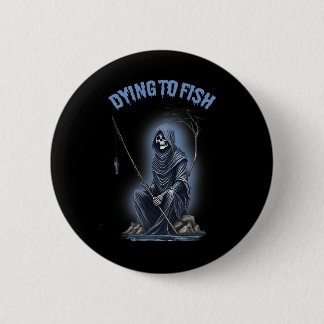 Vissen Dodelijk om te vissen Reaper Horror Hallowe Ronde Button 5,7 Cm