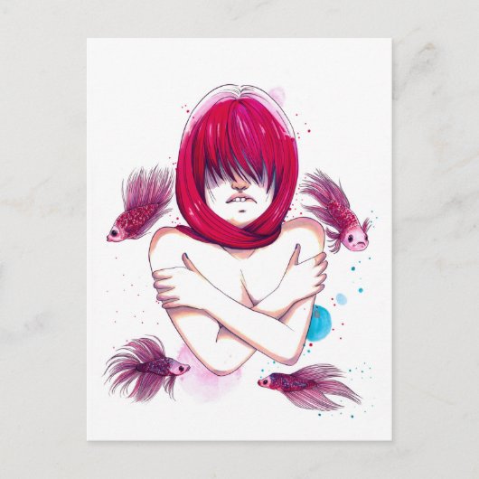 Vissen drowning briefkaart (Voorkant)