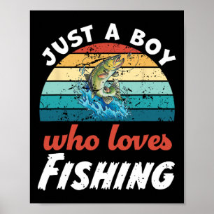 Vissen Een jongetje dat dol is op de Kinder Vist Poster