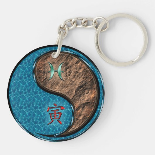 Vissen en aarde tijger sleutelhanger (Achterkant)