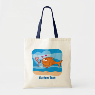 Vissen en aas in Love Canvas tas
