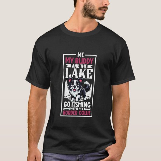 Vissen en Border Collie T-shirt (Voorkant)