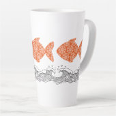 Vissen en golven  latte mok (Rechterhoek)
