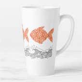 Vissen en golven  latte mok (Rechts)