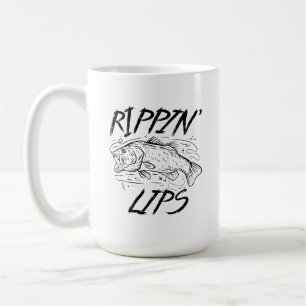 Vissen en happen van lippen koffiemok