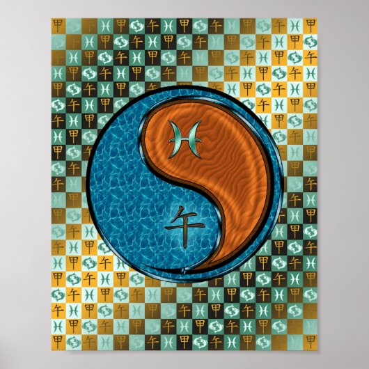 Vissen en houten paard poster (Voorkant)