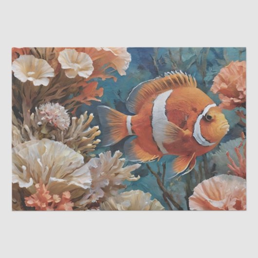 Vissen en Koraal Acrylschildering Tissuepapier (Voorkant)