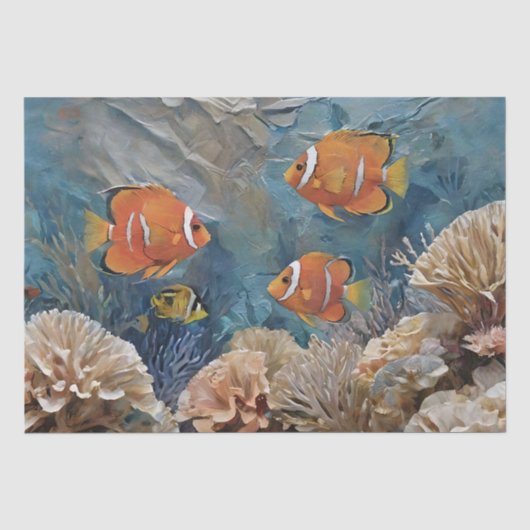 Vissen en Koraal Acrylschildering Tissuepapier (Voorkant)