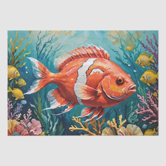 Vissen en Koraal Acrylschildering Tissuepapier (Voorkant)