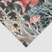 Vissen en Koraal Chinese Inktschildering Tissuepapier (Detail)