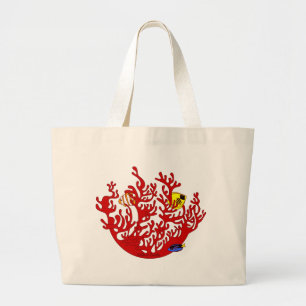 Vissen en koraalmoes grote tote bag