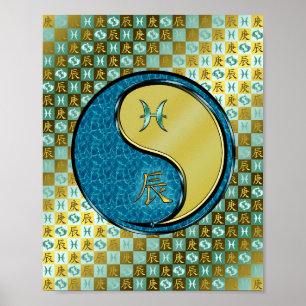 Vissen en metalen draak poster