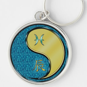 Vissen en metalen draak sleutelhanger