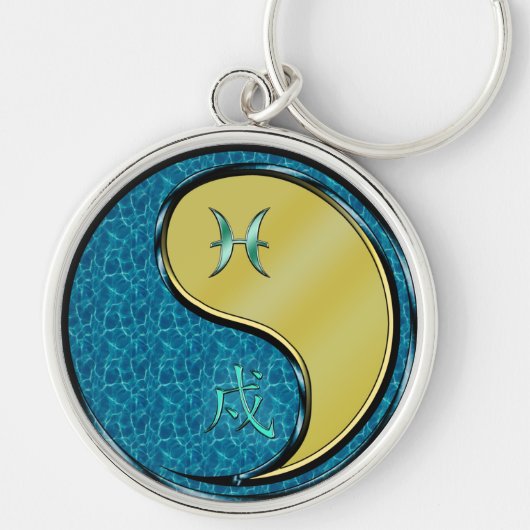 Vissen en metalen hond sleutelhanger (Voorkant)