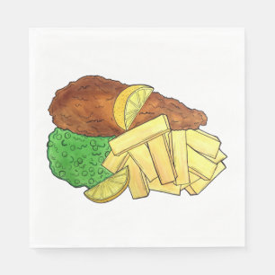 Vissen en papegaaien Pas British Pub Fare UK Food Servet