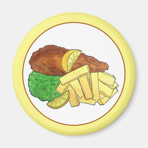 Vissen en paprika's British Pub Restaurant Food Magneet