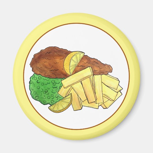 Vissen en paprika's British Pub Restaurant Food Magneet (Voorkant)