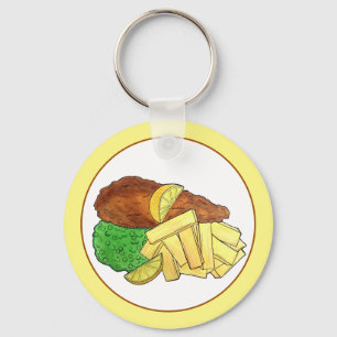 Vissen en paprika's British Pub Restaurant Food Sleutelhanger
