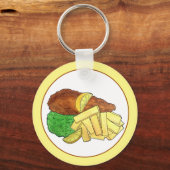 Vissen en paprika's British Pub Restaurant Food Sleutelhanger (Voorkant)