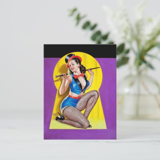 Vissen en tophatpulp omhoog briefkaart (Staand voorkant)