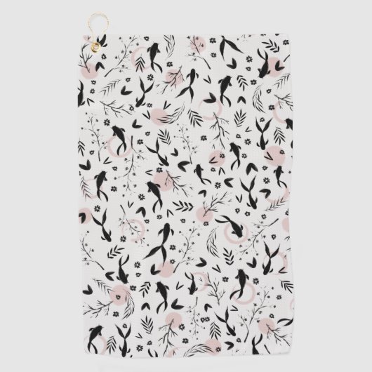 Vissen en vertakkingen Japans schilderen Golfhanddoek (Voorkant)