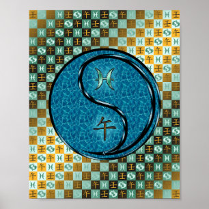 Vissen en water paard poster