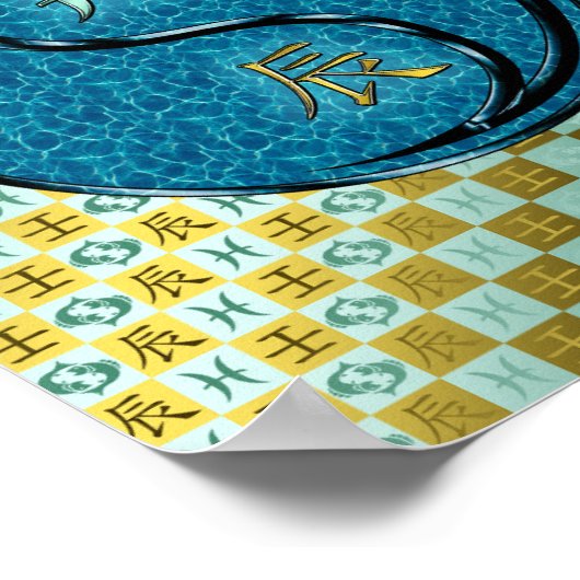 Vissen en waterdraak poster (Hoek)