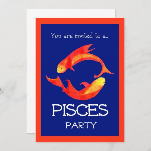 'Vissen' Feestuitnodiging Kaart (Voorkant / Achterkant)