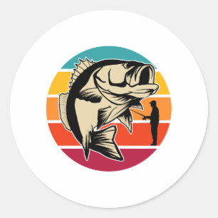 Vissen Fish Hobby Geviste Rod Ronde Sticker