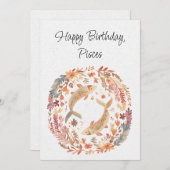 Vissen Fish Zodiac Boho Floral Verjaardag Flat Kaa (Voorkant / Achterkant)