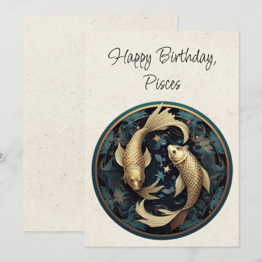 Vissen Fish Zodiac Minimalistische Verjaardag Flat (Voorkant / Achterkant)