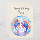 Vissen Fish Zodiac Waterverf Verjaardag Flat Kaart (Voorkant / Achterkant)