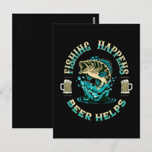 Vissen Gebeurt. Bier Helpt! Briefkaart (Voorkant / Achterkant)