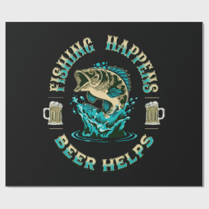 Vissen gebeurt. Bier helpt! Cadeaupapier
