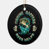 Vissen gebeurt. Bier helpt! Keramisch Ornament (Links)