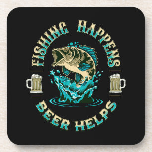 Vissen gebeurt. Bier helpt! Onderzetter