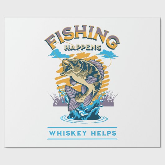 Vissen Gebeurt. Whisky Helpt! Cadeaupapier (Vlak)
