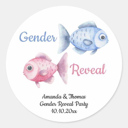Vissen Geslacht Onthulling Ronde Sticker (Voorkant)